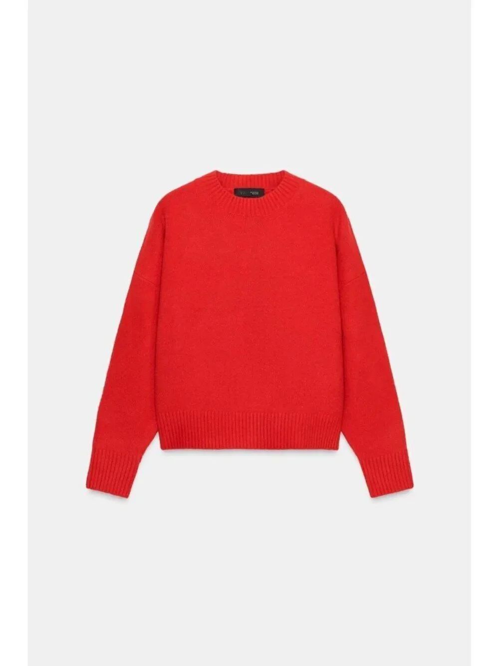 Zara Womens Sweater S Red Soft Knit Stretch Pullover Jumper Cozy 2142/161 NWT - Picture 3 of 15